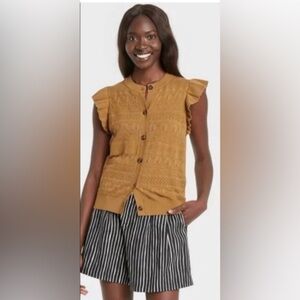 Who What Wear Sleeveless Ruffle Sweater